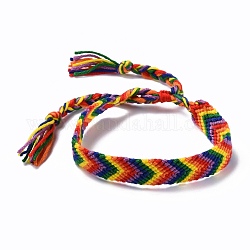 Bracelet de fierté arc-en-ciel, bracelet cordon motif flèche pour homme femme, bracelet réglable en polyester, colorées, diamètre intérieur: 1-3/4~3-1/2 pouce (4.55~8.75 cm)