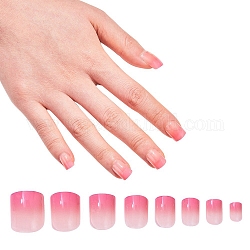 Ensembles de nail art, avec 24pcs ongles en plastique, 24pcs colle à ongles gelée double face, flamant, 14.5~23x7~14mm, environ 24 pcs / ensemble
