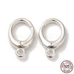 925 Sterling Silver Twister Clasp, with S925 Stamp, Silver, 12x7x2.5mm, Hole: 1.4mm