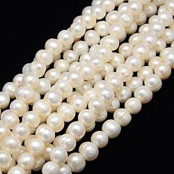 Grado de hebras de perlas de agua dulce cultivadas naturales, patata, blanco cremoso, 10~11mm, agujero: 0.8 mm, aproximamente 40 pcs / cadena, 13.77 pulgada ~ 14.17 pulgadas