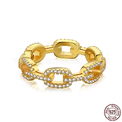 925 anello da dito ovale in argento sterling con zirconi chiari, oro, misura degli stati uniti 7 (17.3mm)