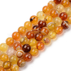 Natural Sardonyx Beads Strands, Dyed & Heated, Round, Gold, 8mm, Hole: 1mm, about 48pcs/strand, 14.96 inch(38cm)