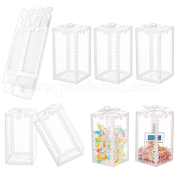 Transparente PVC-Geschenkbox für Süßigkeiten, Hochzeitsfeier-Verpackungsbox mit Kronendruck, Rechteck, Transparent, fertiges Produkt: 8x8x15cm, Entfalten: 28.3x16.1x0.05cm