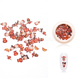 Paper Cabochons, Nail Art Decorations Accessories, Elements of Spring Festival, Mixed Shapes, Mixed Color, 3.5~7x4.5~7x0.1mm, about 50pcs/box