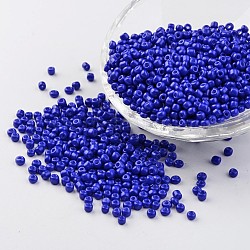 Perle di vetro per la cottura di vernici, blu, 6/0, 4~5x3~4mm, Foro: 1~2 mm, circa 4500pcs/scatola