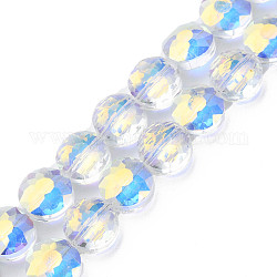 Chapelets de perles en verre transparent électrolytique, facette, plat rond, clair ab, 10x6mm, Trou: 0.9mm, Environ 70 pcs/chapelet, 27.95 pouce (71 cm)