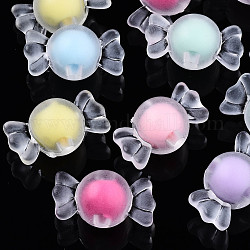 Transparent Acrylic Beads, Frosted, Bead in Bead, Candy, Mixed Color, 11.5x21x12mm, Hole: 3mm