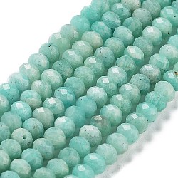 Chapelets de perles en amazonite naturelle, facette, rondelle, 6x4~4.5mm, Trou: 0.7mm, Environ 84 pcs/chapelet, 15.35~15.43'' (39~39.2 cm)