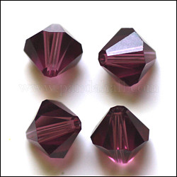 Imitation österreichischen Kristallperlen, Klasse aaa, facettiert, Doppelkegel, dunkle Orchidee, 6x6 mm, Bohrung: 0.7~0.9 mm