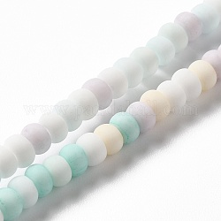 Perline in porcellana smerigliata fatte a mano, rotondo e piatto, colorato, 4x3mm, Foro: 0.8 mm, circa 134pcs/filo, 15.55 pollice (39.5 cm)
