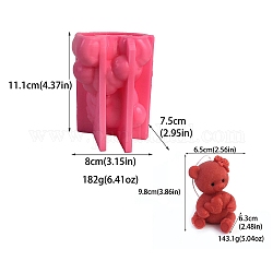 Медведь ко Дню святого Валентина с ароматическими свечами в форме сердца, пищевые силиконовые Молды, Молды для изготовления свечей, форма для ароматерапевтической свечи, ярко-розовый, 8x7.5x11.1 см