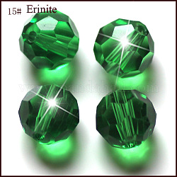 Imitazione branelli di cristallo austriaco, grado aaa, sfaccettato (32 sfaccettatura), tondo, verde, 10mm, Foro: 0.9~1 mm
