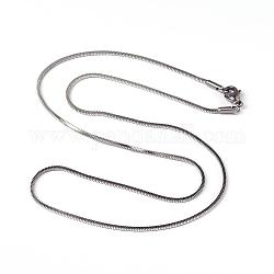 304 Stainless Steel Square Snake Chains Necklaces, with Lobster Clasps, Stainless Steel Color, 19.69 inch(50cm)