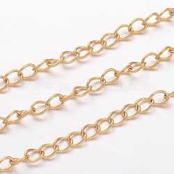Ion Plating(IP) 304 Stainless Steel Curb Chains, Twisted Chains, Unwelded, for Jewelry Making, Golden, 4x3x0.6mm