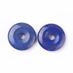 Pendentifs en lapis lazuli naturel, disque de donut / pi, largeur du beignet: 12~12.5 mm, 30~31x6~7mm, Trou: 6mm