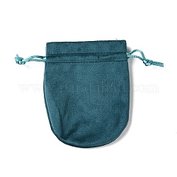 Sacs de rangement en velours, pochettes à cordon sac d'emballage, ovale, sarcelle, 12x10 cm
