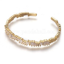Bracelets manchette en laiton, avec zircons, véritable 18k plaqué or, 2-1/8 pouce x 1-5/8 pouces (5.4x4.2 cm)