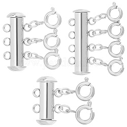 Unicraftale 3Pcs 3 Styles 304 Stainless Steel Slide Lock Clasps, Peyote Clasps, with Spring Ring Clasps, Necklace Layering Clasps, Multi-Strand, for Jewelry Making, Stainless Steel Color, 21x15~24.5x7mm, Hole: 1.5mm, 1pc/style