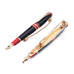 Pin de esmalte en forma de bolígrafo, insignia de aleación chapada en oro claro para ropa de mochila,  sin plomo níquel, negro, 58x7mm