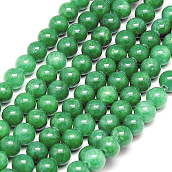 Chapelets de perles en jade jaune naturel, teinte, ronde, verte, 8mm, Trou: 1mm, Environ 50 pcs/chapelet, 15.75 pouce
