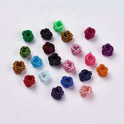 Polyester Weave Beads, Round, Mixed Color, 6.5x4.5mm, Hole: 4mm