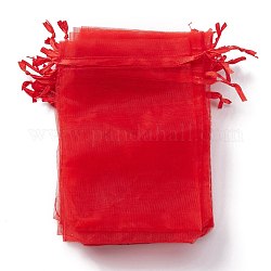 Bolsas de regalo de organza con cordón, bolsas de joyería, banquete de boda favor de navidad bolsas de regalo, rojo, 15x10 cm