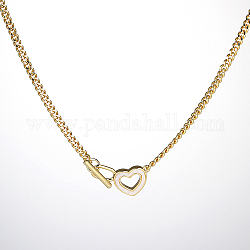 Colliers pendentifs en laiton pour femmes, coeur creux, véritable 18k plaqué or, 17.72 pouce (45 cm)