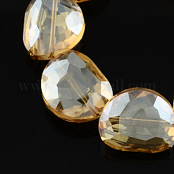 Electroplate Transparent Glass Bead Strands, Faceted, Lover Bean, Peru, 23x18x11mm, Hole: 2mm, about 30pcs/strand