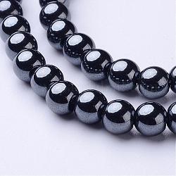 1 filo di grado aaa non magnetici ematite sintetico perle tonde fili, nero, 6mm, Foro: 1.5~2 mm, circa 72pcs/filo