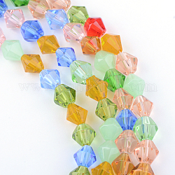 Chapelets de perles en verre, facette, Toupie, couleur mixte, 4mm, Trou: 1mm, Environ 92~96 pcs/chapelet, 13.78~14.37 pouce