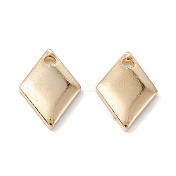 Brass Charms, Long-Lasting Plated, Rhombus, Real 24K Gold Plated, 10.5x7.5x1.5mm, Hole: 1.2mm