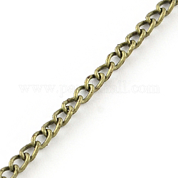 Unwelded Iron Twisted Chains, with Spool, Curb Chains, Antique Bronze, 3.3x2.1x0.6mm, about 328.08 Feet(100m)/roll