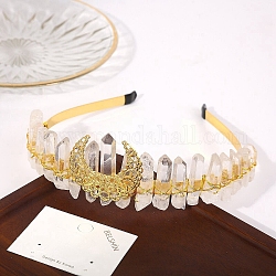 Rohe natürliche Quarzkristall- und Metall-Hohlmond-Haarbänder, Haarschmuck für Mädchen, Hochzeitsfeier, Braut, 155x113x40 mm