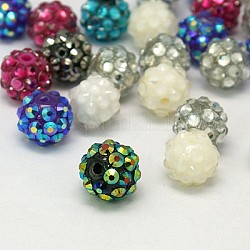Chunky Resin Rhinestone Beads, Resin Round Beads, Mixed Color, 12mm, Hole: 1.5~2mm