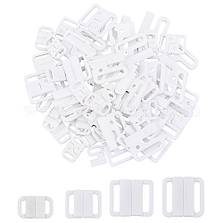 SUPERFINDINGS 60Pcs Polyester Bikini Clips, Bra Clasp Replacement Part, Lingerie Front Closure, White, 14.8~32x24~33.5x4~5mm, Hole: 9.5~25x3~5mm, 4 style/box