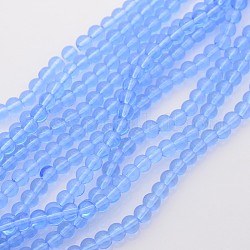Transparent Glass Beads Strands, Round, Light Blue, 8mm, Hole: 1mm, about 14 inch/strand, about 42pcs/strand