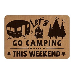 Tappetino in lino e gomma, rettangolo con la parola andiamo in campeggio questo fine settimana, Perù, parola, 40x60cm