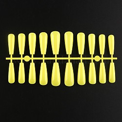 Unghia falsa senza cuciture in plastica di colore solido, pratica lo strumento nail art per manicure, giallo, 26~32x6~13mm, 20 pc / insieme.