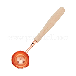 Cuchara de fusión de palos de cera de latón, con mango de madera, oro rosa, 121x30x15.3mm