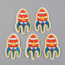 Computerized Embroidery Cloth Iron on/Sew on Patches, Appliques, Costume Accessories, Rocket, Colorful, 55x34x1.5mm