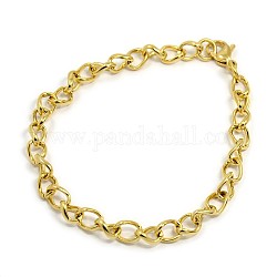 Fashionable 304 Stainless Steel Side Twisted Chain Bracelets, with Lobster Claw ClaspsFashionable 304 Stainless Steel Side Twisted Chain Bracelets, with Lobster Claw Clasps, Golden, 7/8 inch(22cm)