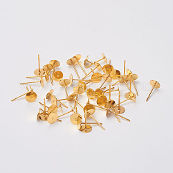 Fornituras de aretes de latón, para hacer diy pendientes, dorado, sin níquel, 12x6mm, pin: 0.7 mm