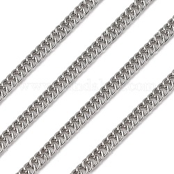 Ferro da stiro catene a doppia maglia, con la bobina, senza saldatura, torcere collegamento ovale, platino, 5x3.5x0.7mm, circa 328.08 piedi (100 m)/rotolo