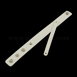 Imitation Leather Cord Snap Bracelets, Platinum, White, 200x18mm, short Cord: 8mm
