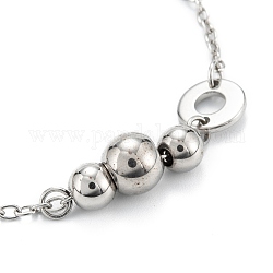 304 Edelstahl Perlen Armbänder, Runde, Edelstahl Farbe, 8-5/8 Zoll (22 cm)