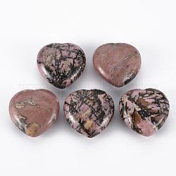 Pierre d'amour coeur rhodonite naturelle, pierre de palme de poche pour équilibrer le reiki, 30x30.5x12.5mm