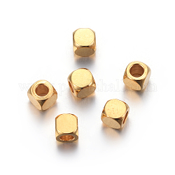 201 perline in acciaio inossidabile, quadrato, oro, 4x4x4mm, Foro: 2 mm