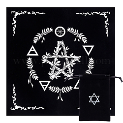 Creatcabin 2pcs 2 estilo paño cuadrado altar tarot mantel, mantel luna estrella pentagrama, con bolsas de joyas de terciopelo bolsas, patrón de estrella, 18~490x11.5~490x0.15~1mm, 1pc / estilo
