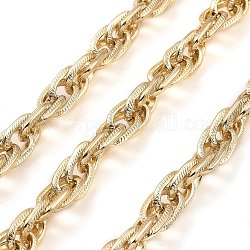 Cadenas de cuerda de aluminio, sin soldar, con carrete, la luz de oro, 16x10x2.5mm, aproximadamente 16.40 pie (5 m) / rollo