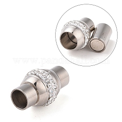 304 Magnetverschluss aus Edelstahl mit Klebeenden, mit Fimo-Perlen Strass, Oval, Edelstahl Farbe, 17x10 mm, Bohrung: 5 mm